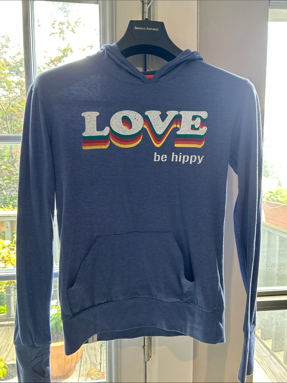 Navy "LOVE be hippy" Lightweight Hoodie